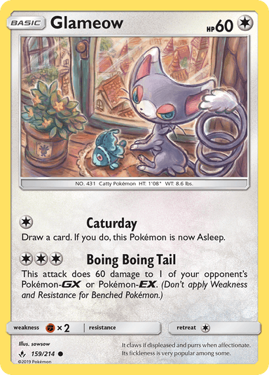 Carta Glameow 159/214 do set Unbroken Bonds — Pokémon TCG | Bynx