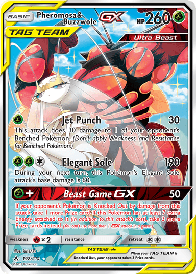 Carta Pheromosa & Buzzwole-GX 192/214 do set Unbroken Bonds — Pokémon TCG | Bynx