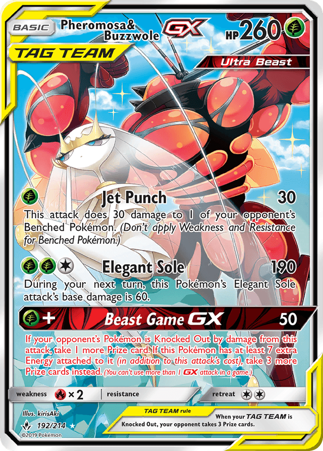 Carta Pheromosa & Buzzwole-GX 192/214 do set Unbroken Bonds — Pokémon TCG | Bynx