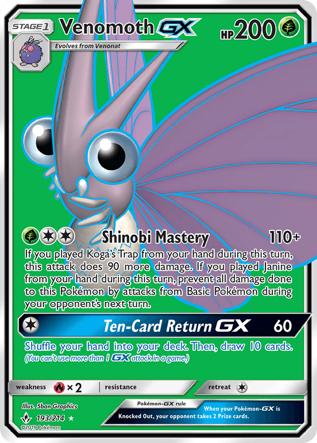 Carta Venomoth-GX 193/214 do set Unbroken Bonds — Pokémon TCG | Bynx