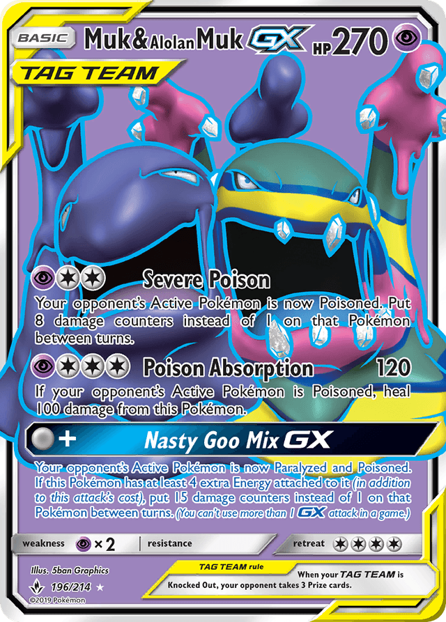 Carta Muk & Alolan Muk-GX 196/214 do set Unbroken Bonds — Pokémon TCG | Bynx
