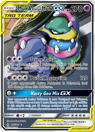 Carta Muk & Alolan Muk-GX 197/214 do set Unbroken Bonds — Pokémon TCG | Bynx