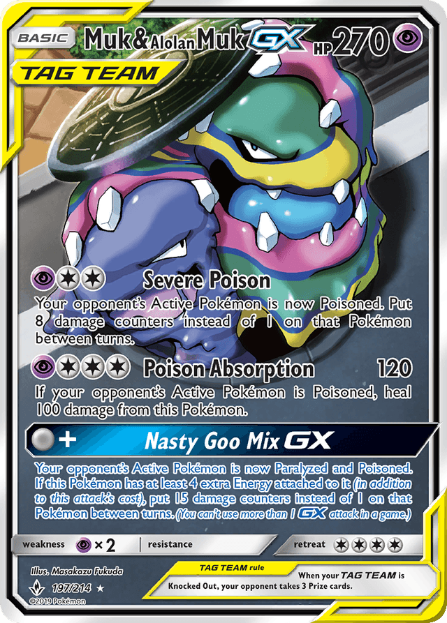 Carta Muk & Alolan Muk-GX 197/214 do set Unbroken Bonds — Pokémon TCG | Bynx