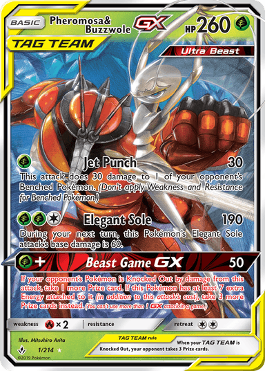 Carta Pheromosa & Buzzwole-GX 1/214 do set Unbroken Bonds — Pokémon TCG | Bynx