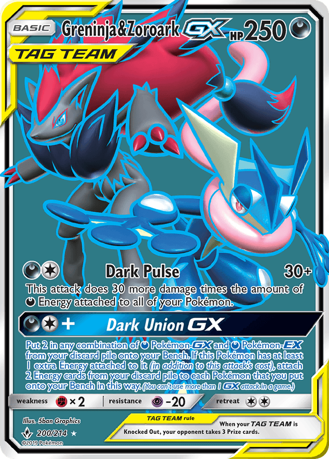 Carta Greninja & Zoroark-GX 200/214 do set Unbroken Bonds — Pokémon TCG | Bynx