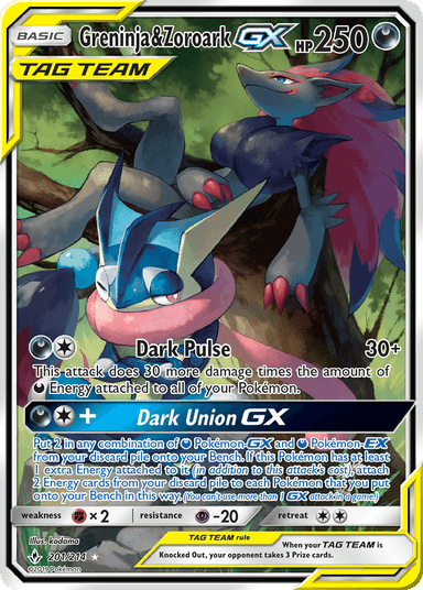 Carta Greninja & Zoroark-GX 201/214 do set Unbroken Bonds — Pokémon TCG | Bynx