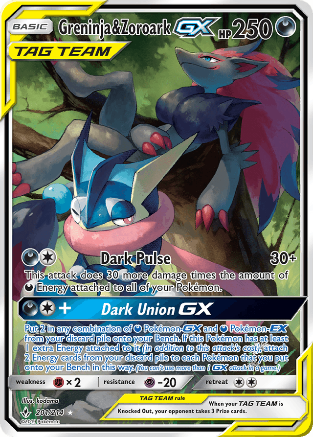 Carta Greninja & Zoroark-GX 201/214 do set Unbroken Bonds — Pokémon TCG | Bynx