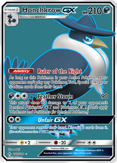 Carta Honchkrow-GX 202/214 do set Unbroken Bonds — Pokémon TCG | Bynx