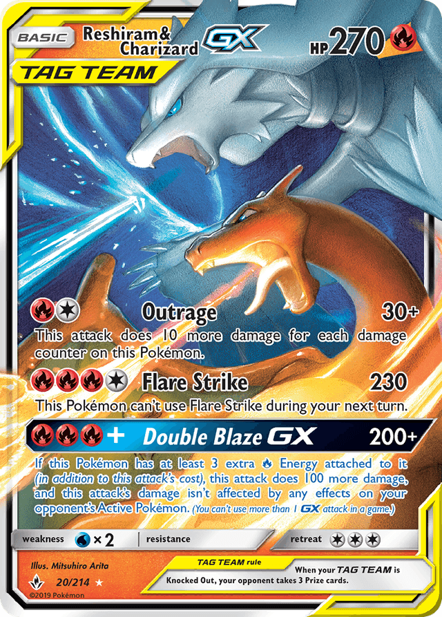 Carta Reshiram & Charizard-GX 20/214 do set Unbroken Bonds — Pokémon TCG | Bynx