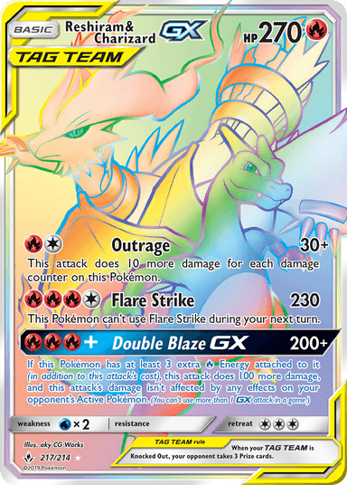 Carta Reshiram & Charizard-GX 217/214 do set Unbroken Bonds — Pokémon TCG | Bynx