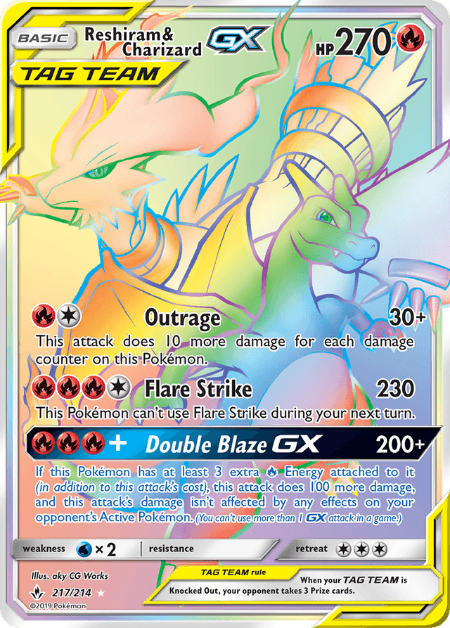 Carta Reshiram & Charizard-GX 217/214 do set Unbroken Bonds — Pokémon TCG | Bynx
