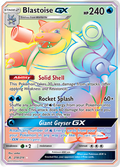 Carta Blastoise-GX 218/214 do set Unbroken Bonds — Pokémon TCG | Bynx