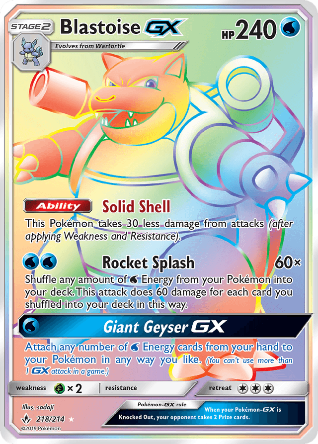 Carta Blastoise-GX 218/214 do set Unbroken Bonds — Pokémon TCG | Bynx
