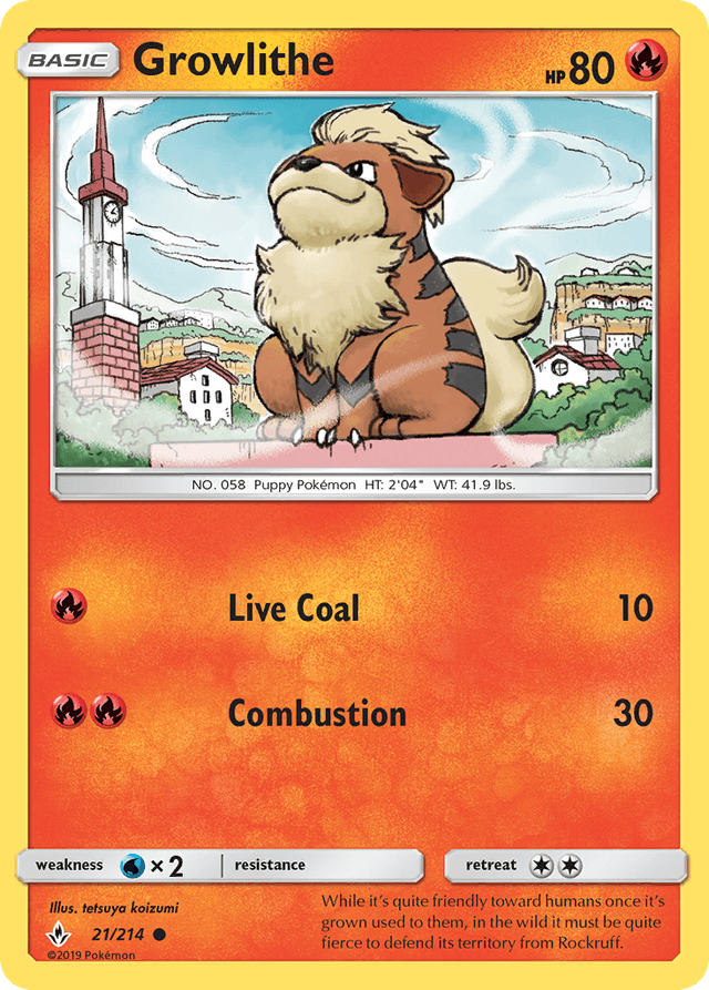 Carta Growlithe 21/214 do set Unbroken Bonds — Pokémon TCG | Bynx