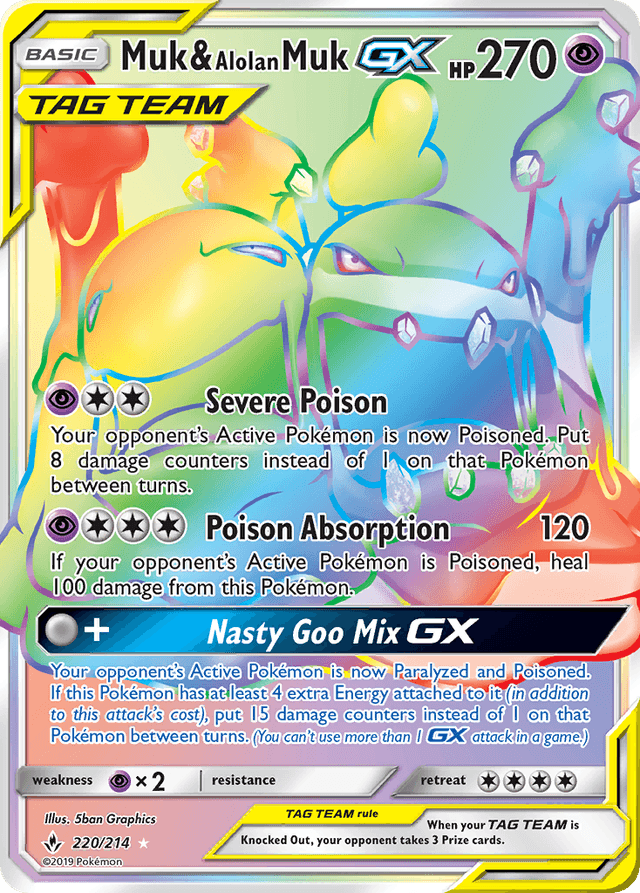 Carta Muk & Alolan Muk-GX 220/214 do set Unbroken Bonds — Pokémon TCG | Bynx