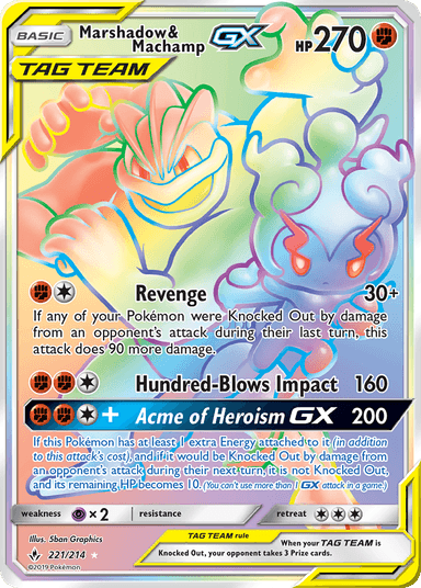 Carta Marshadow & Machamp-GX 221/214 do set Unbroken Bonds — Pokémon TCG | Bynx