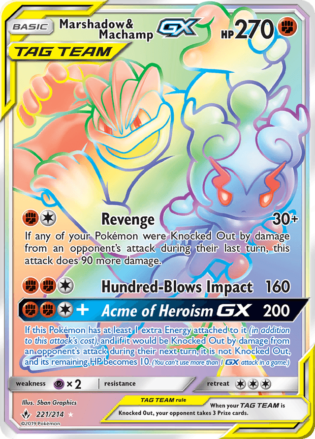 Carta Marshadow & Machamp-GX 221/214 do set Unbroken Bonds — Pokémon TCG | Bynx