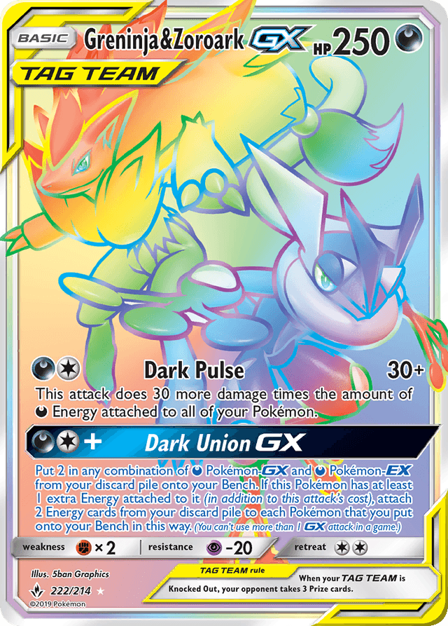 Carta Greninja & Zoroark-GX 222/214 do set Unbroken Bonds — Pokémon TCG | Bynx