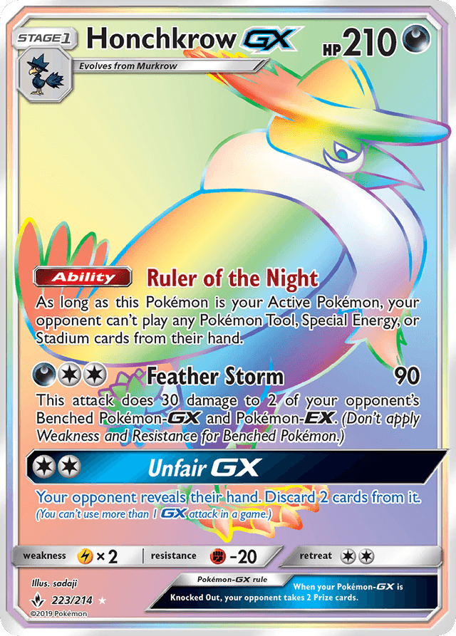 Carta Honchkrow-GX 223/214 do set Unbroken Bonds — Pokémon TCG | Bynx