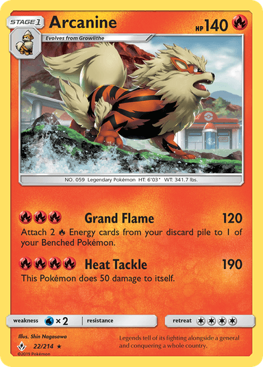 Carta Arcanine 22/214 do set Unbroken Bonds — Pokémon TCG | Bynx