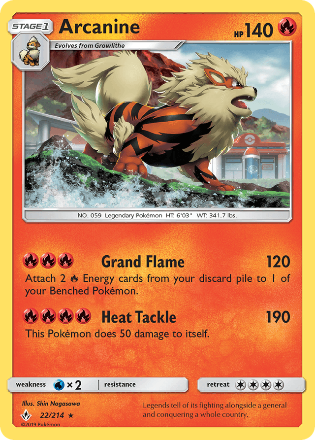 Carta Arcanine 22/214 do set Unbroken Bonds — Pokémon TCG | Bynx