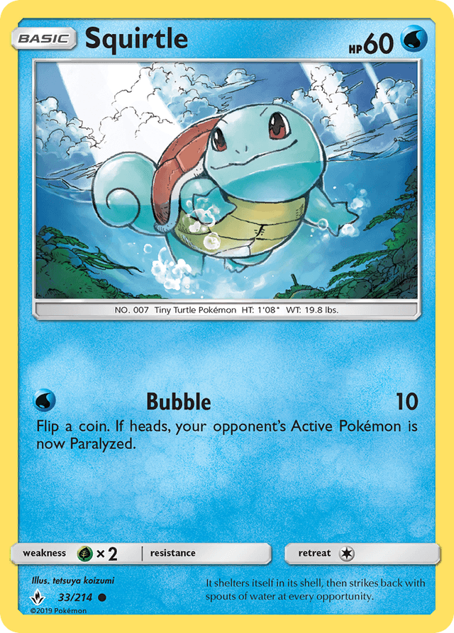 Carta Squirtle 33/214 do set Unbroken Bonds — Pokémon TCG | Bynx