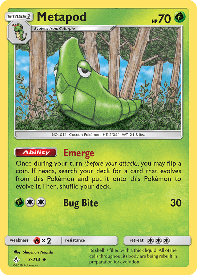 Carta Metapod 3/214 do set Unbroken Bonds — Pokémon TCG | Bynx