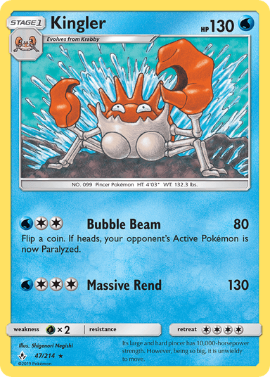 Carta Kingler 47/214 do set Unbroken Bonds — Pokémon TCG | Bynx