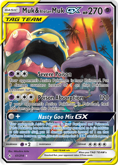 Carta Muk & Alolan Muk-GX 61/214 do set Unbroken Bonds — Pokémon TCG | Bynx