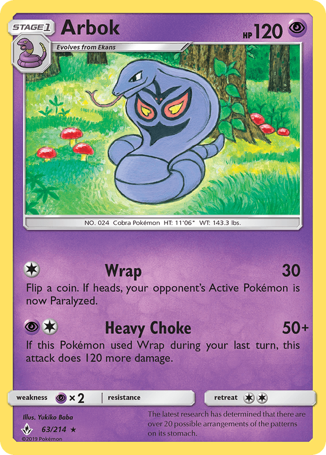 Carta Arbok 63/214 do set Unbroken Bonds — Pokémon TCG | Bynx