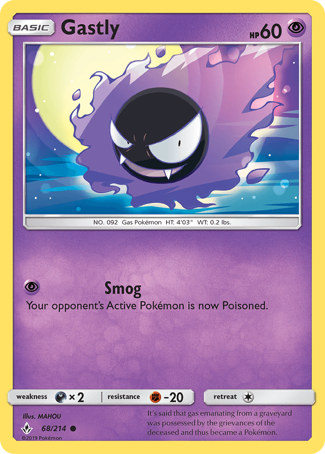 Carta Gastly 68/214 do set Unbroken Bonds — Pokémon TCG | Bynx