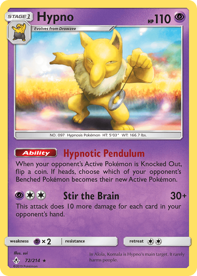 Carta Hypno 72/214 do set Unbroken Bonds — Pokémon TCG | Bynx