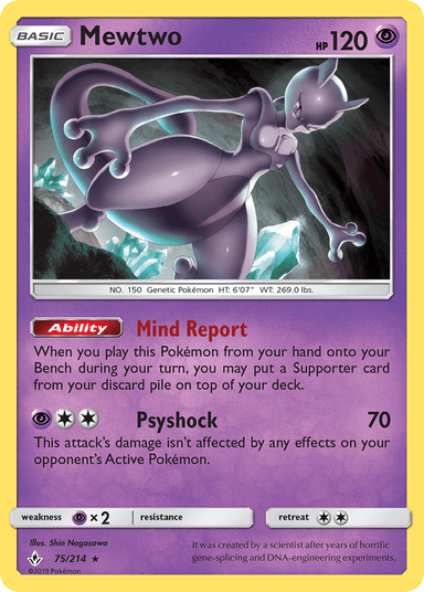 Carta Mewtwo 75/214 do set Unbroken Bonds — Pokémon TCG | Bynx