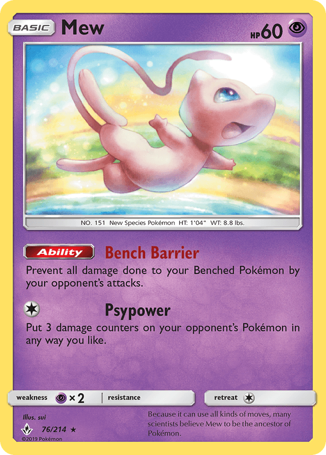 Carta Mew 76/214 do set Unbroken Bonds — Pokémon TCG | Bynx