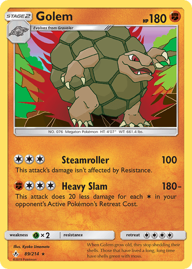 Carta Golem 89/214 do set Unbroken Bonds — Pokémon TCG | Bynx
