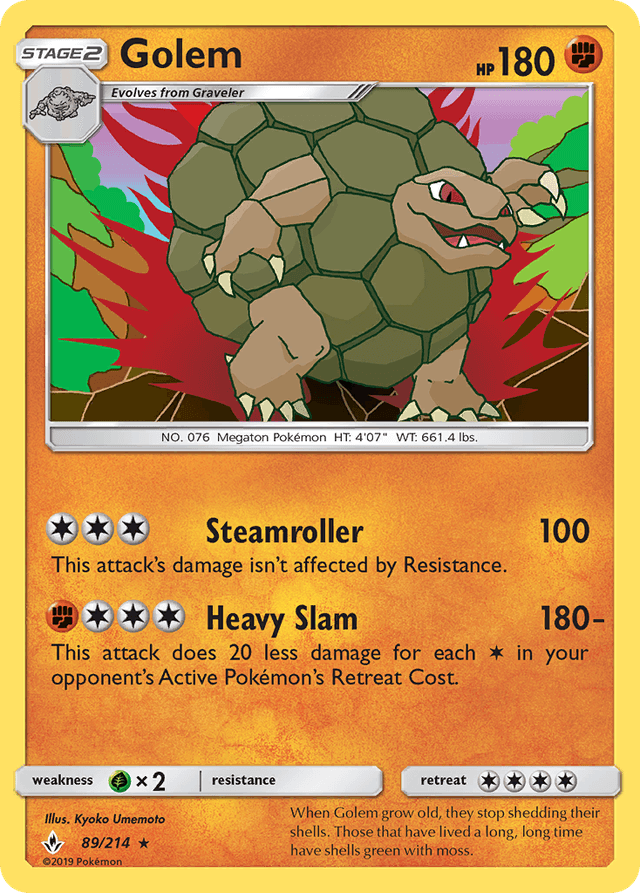 Carta Golem 89/214 do set Unbroken Bonds — Pokémon TCG | Bynx