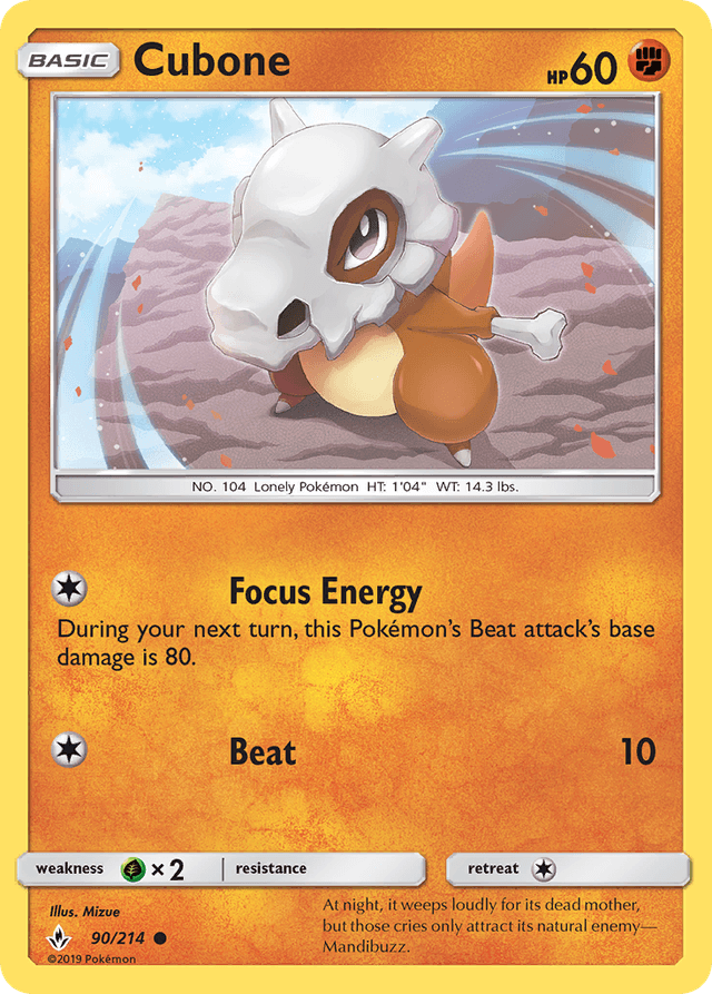 Carta Cubone 90/214 do set Unbroken Bonds — Pokémon TCG | Bynx