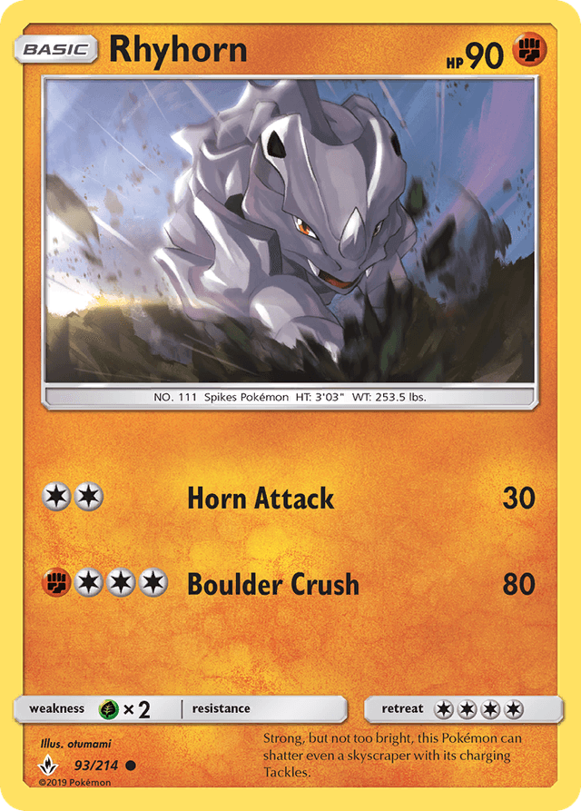 Carta Rhyhorn 93/214 do set Unbroken Bonds — Pokémon TCG | Bynx