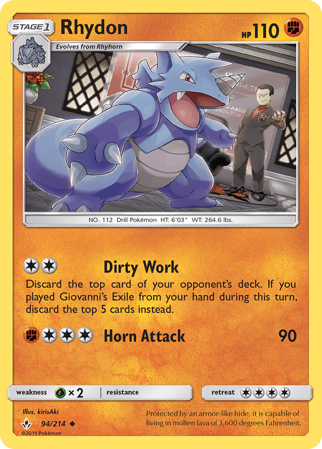 Carta Rhydon 94/214 do set Unbroken Bonds — Pokémon TCG | Bynx