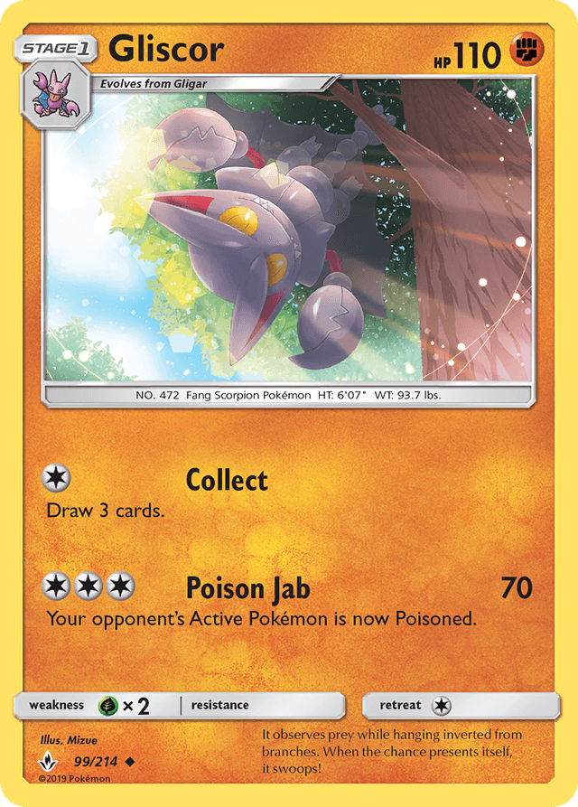 Carta Gliscor 99/214 do set Unbroken Bonds — Pokémon TCG | Bynx