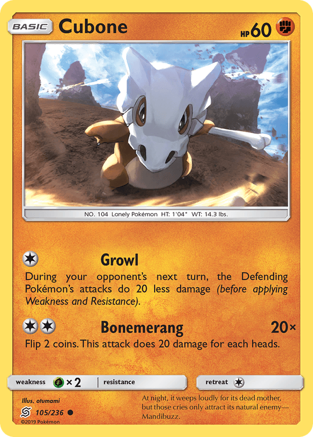 Carta Cubone 105/236 do set Unified Minds — Pokémon TCG | Bynx