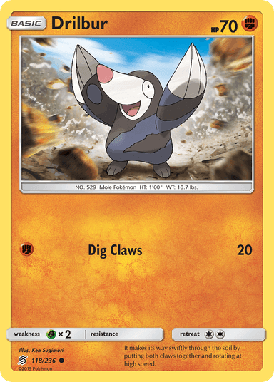 Carta Drilbur 118/236 do set Unified Minds — Pokémon TCG | Bynx