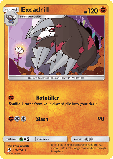 Carta Excadrill 119/236 do set Unified Minds — Pokémon TCG | Bynx