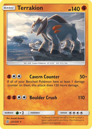 Carta Terrakion 122/236 do set Unified Minds — Pokémon TCG | Bynx