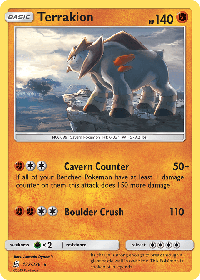 Carta Terrakion 122/236 do set Unified Minds — Pokémon TCG | Bynx