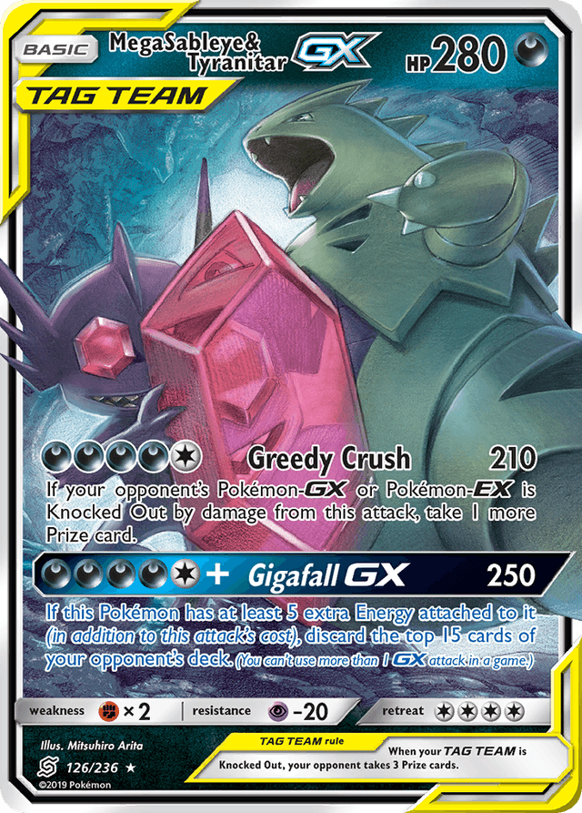 Carta Mega Sableye & Tyranitar-GX 126/236 do set Unified Minds — Pokémon TCG | Bynx
