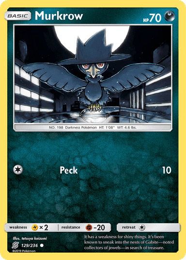 Carta Murkrow 129/236 do set Unified Minds — Pokémon TCG | Bynx