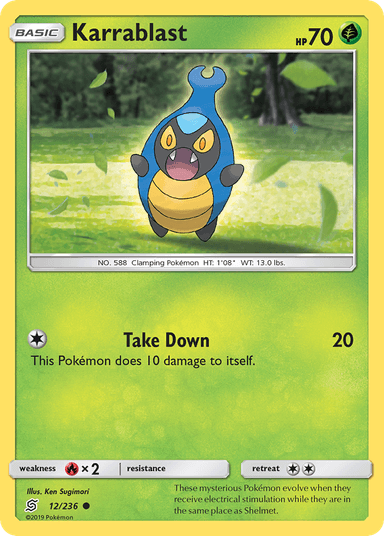 Carta Karrablast 12/236 do set Unified Minds — Pokémon TCG | Bynx