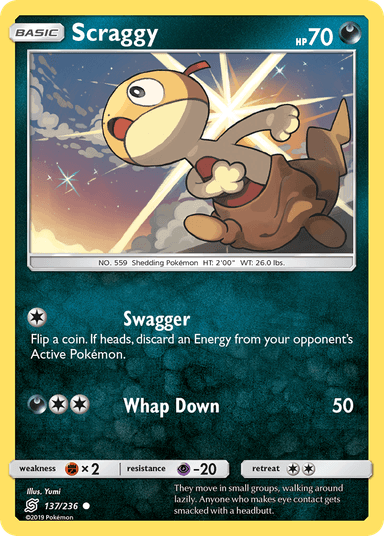 Carta Scraggy 137/236 do set Unified Minds — Pokémon TCG | Bynx
