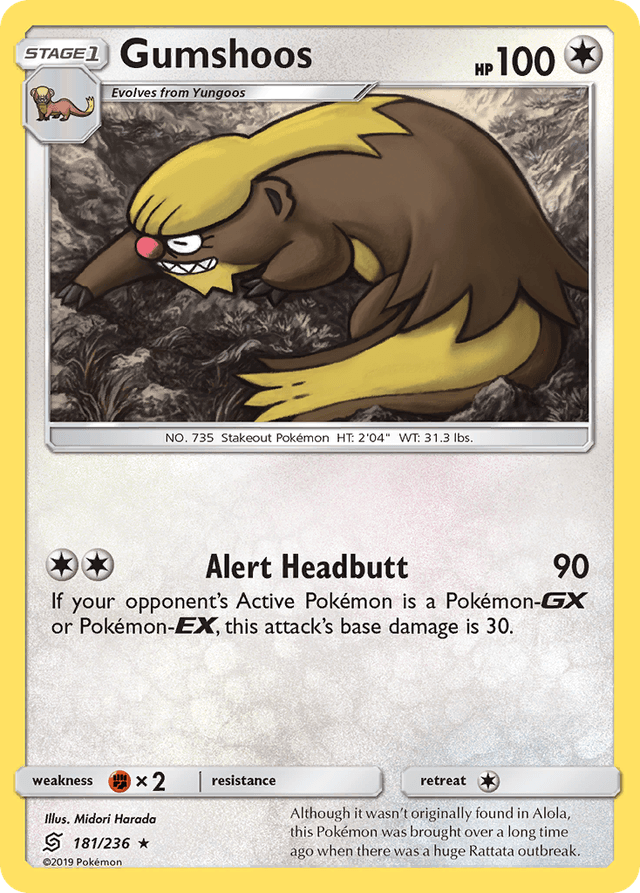 Carta Gumshoos 181/236 do set Unified Minds — Pokémon TCG | Bynx